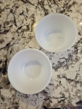 Federal Shield Oven Ware White Milk Glass Set of 2 Small 6" Mixing Bowls Vtg